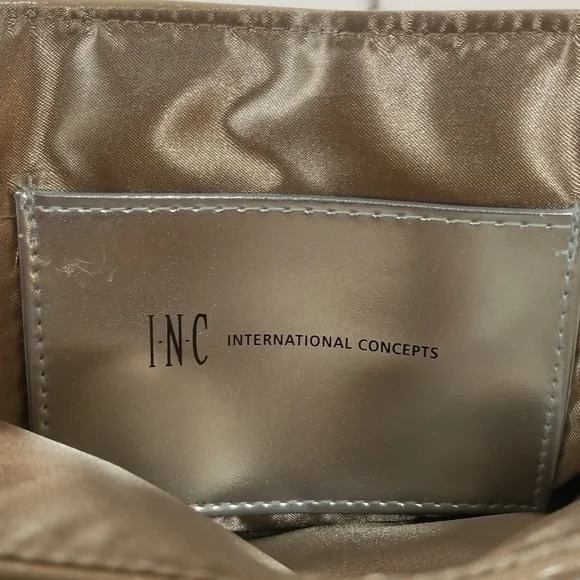 INC Lilly Beige Faux Leather Gold Chain Clutch Shoulder Bag - Picture 12 of 13